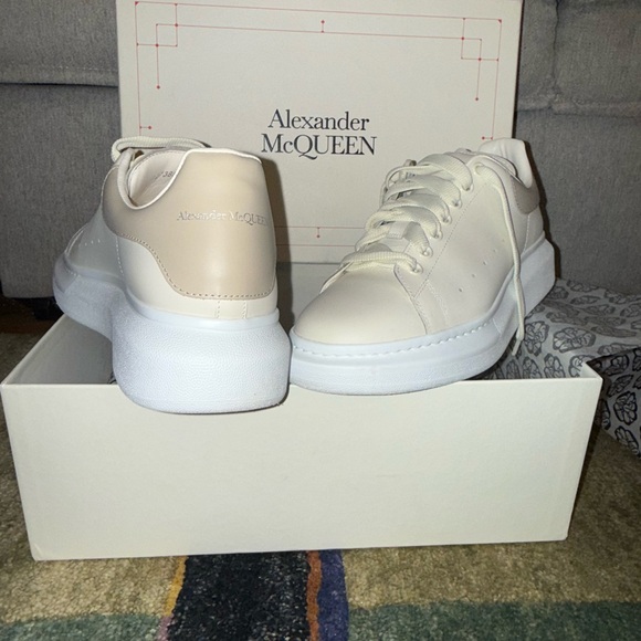 Alexander McQueen Beige and White Sneakers. Only worn once and looks brand new.